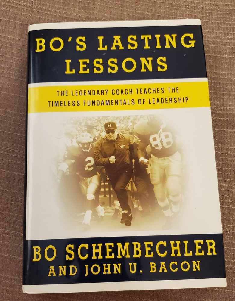 Bos Lasting Lessons HC Book Signed by Author John U Bacon Michgan Football