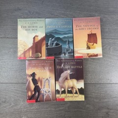 Chronicles Of Narnia C.S. Lewis Lot 5 Scholastic Paperback Books Set Multicolor