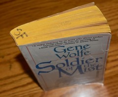 Soldier of the Mist, Gene Wolfe first TOR PB printing October 1987, ex-library
