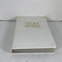 Holy Bible KJV 1970 National Bible Press White Bonded Leather VG 8.75″ x 5.75″