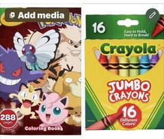 Pokémon 288 Page Coloring Book With Stickers Plus Get 16 Jumbo Crayola Colors