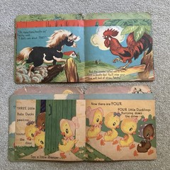 6 Vtg 1940’s Children’s Books Fuzzy Wuzzy series Bunny Puppy Kitten Pony Duck
