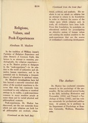 Religions, values, and peak-experiences, ([The Kappa Delta Pi …
