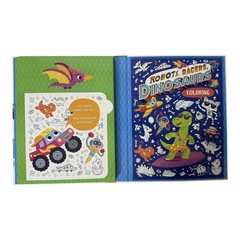 Robots, Racers, Dinosaurs Coloring Secret Messages Book & Pen Over 30 Pages