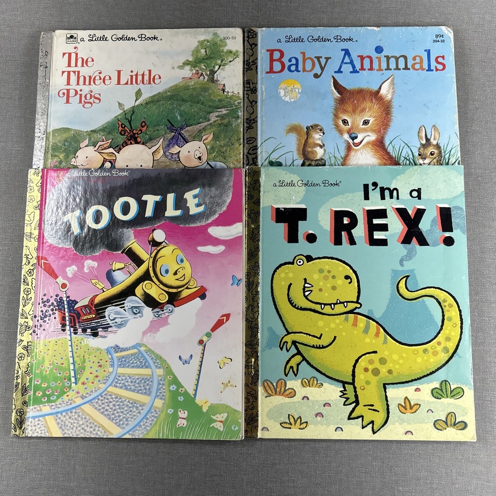 I’m T-Rex ~ Tootle ~ Baby Animals ~ Three Little Pigs 4 Little Golden Books