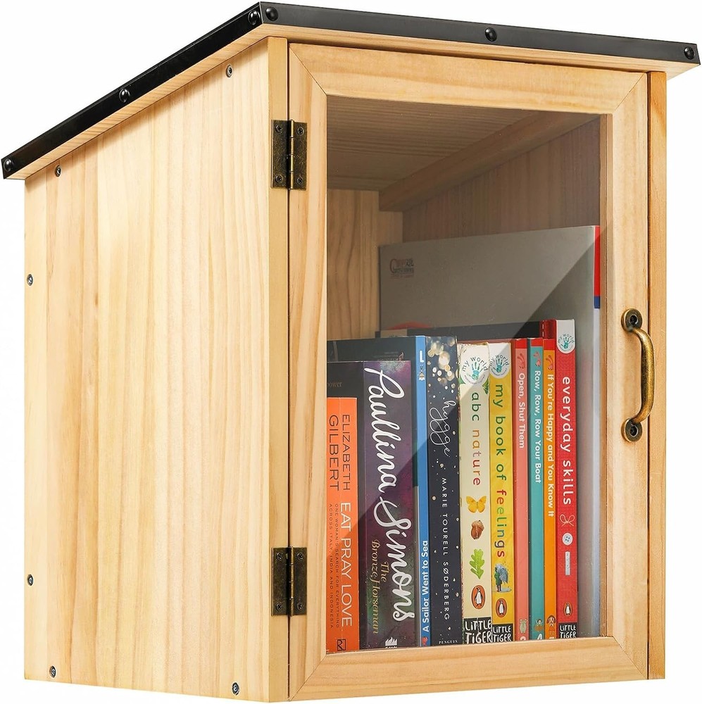 Little Library Box Outdoor, Waterproof Outdoor Library Book Box, Little Wood Cab