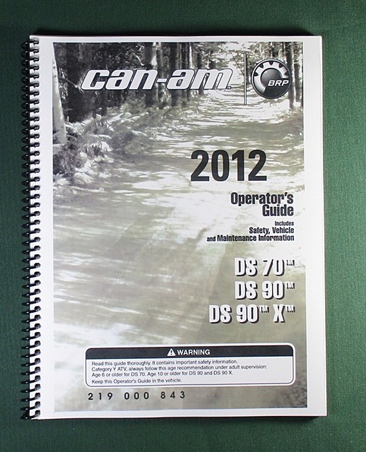 2012 Can-Am DS 90X Owner’s Manual: 144 Pages & Protective Covers