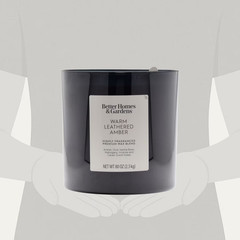 Warm Leathered Amber Scented 4-Wick 80Oz (2.26 Kg) Large Oversized Jar Candle