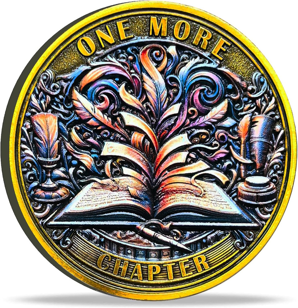 One More Chapter and Go to Bed Decision Maker Coin – Perfect for Book Lovers and