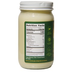 Grass-Fed Beef Tallow, Pasture Raised, Nutrient-Rich Suet, 14oz Glass Jar