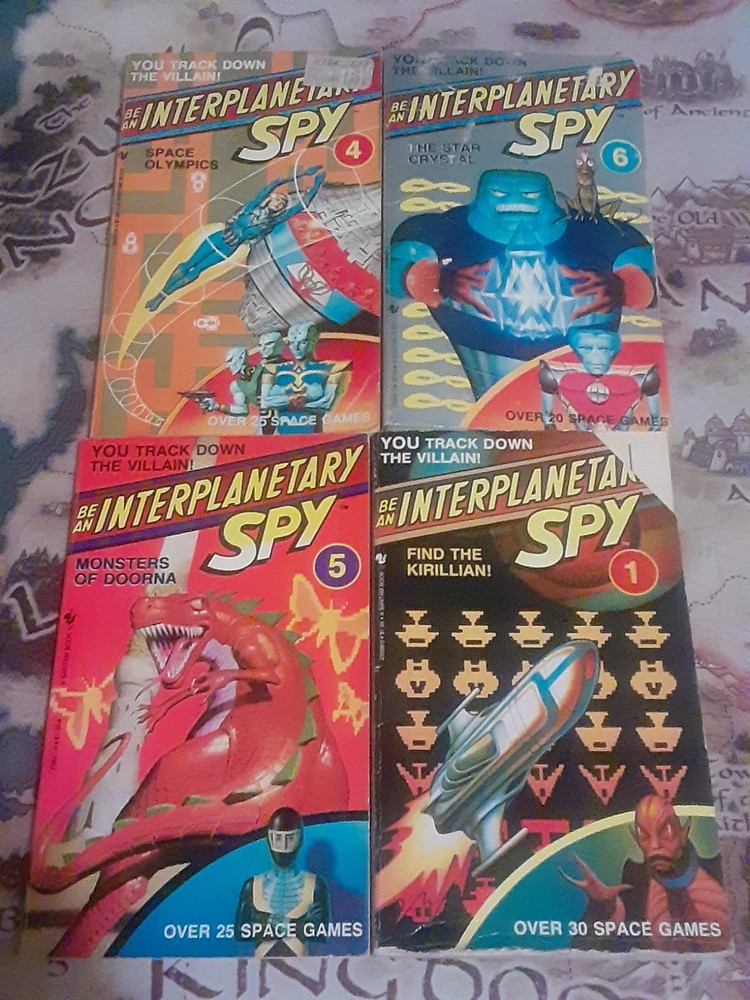4 Be An Interplanetary Spy Bantam book lot. 1,4,5,6. All have cover wear, dirty