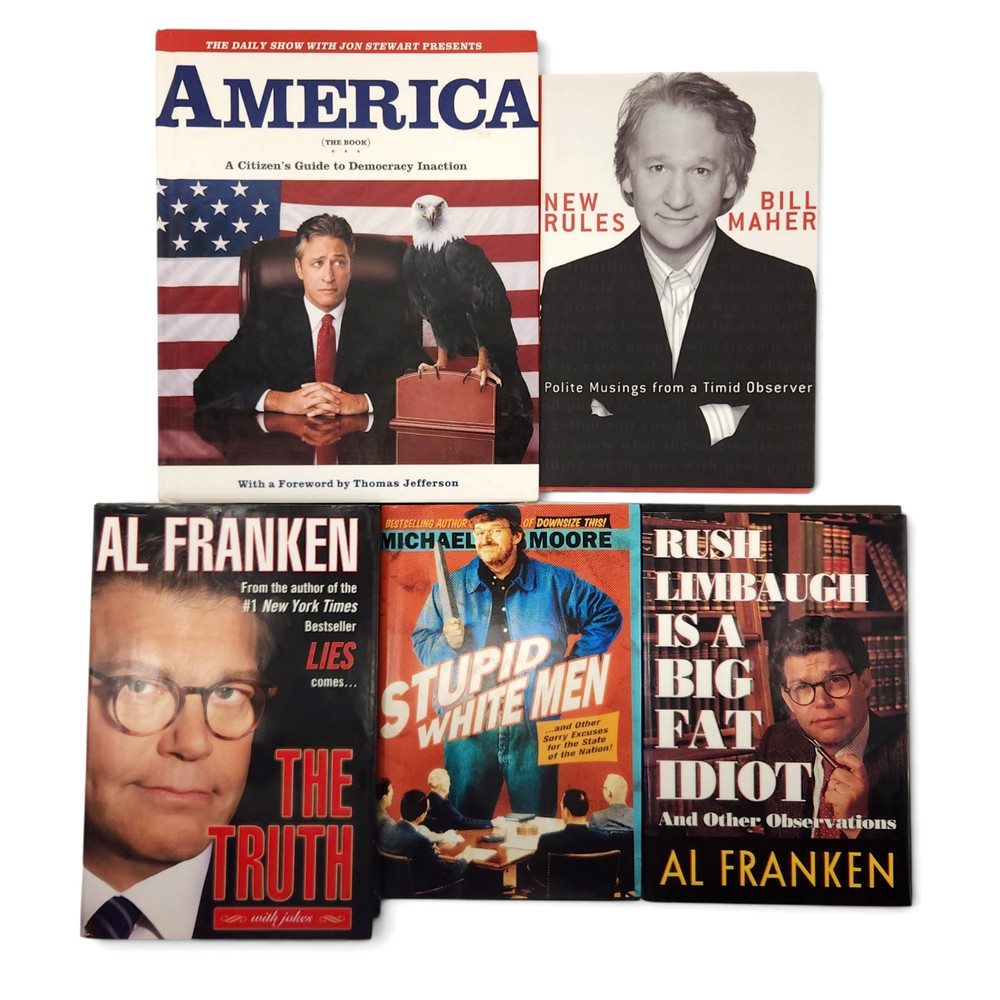 5 Political Satire Books Jon Stewart Bill Maher Al Franken Michael Moore 1st Ed