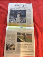 LA TIMES SPORTS SECTION JULY 24 2025 DODGERS FREDDIE FREEMAN WALK-OFF HIT