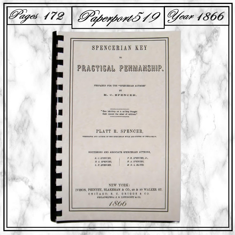 1866 Spencerian Key To Practical Penmanship 172 Pages
