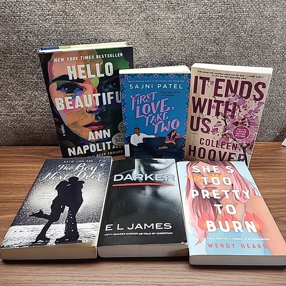 Lot Of 6, Mixed Authors Book Tok Collen Hoover, E. L. James, Hello Beautiful