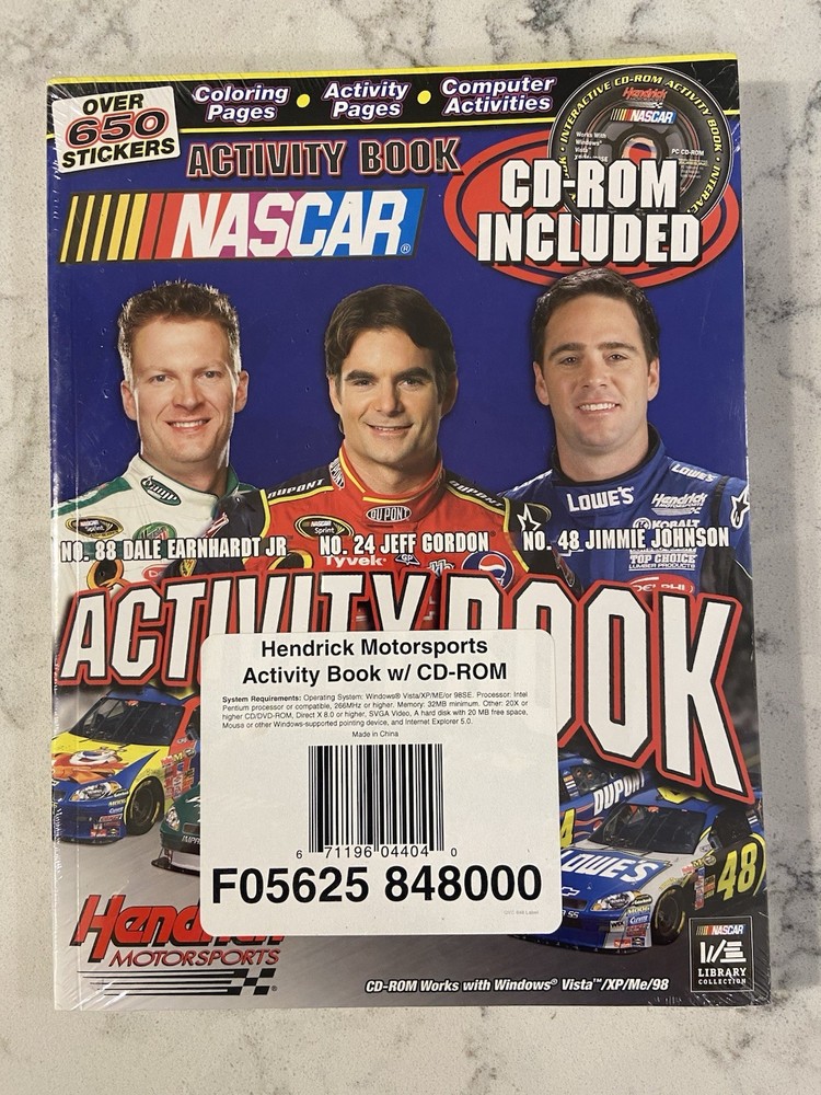 NEW & SEALED ~ 2008 NASCAR HENDRICKS SPORTS ACTIVITY BOOK WITH CD-ROM