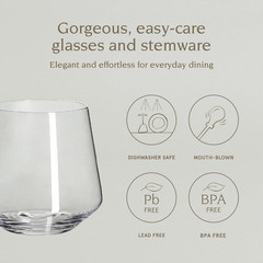 Over&Back 17Oz Modern Glassware – Set of 4 Contemporary Stemless Drinking Glasse