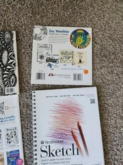 3 Zentangle Coloring Work books. 2 Sketch Books, 30 Color Dual Brush Pens