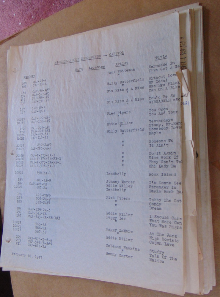 Capitol records discographic information, about 30 pages.