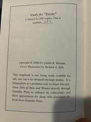 Chapbook Study for „Estate” by Caitlín R. Kiernan published by Gauntlet Press
