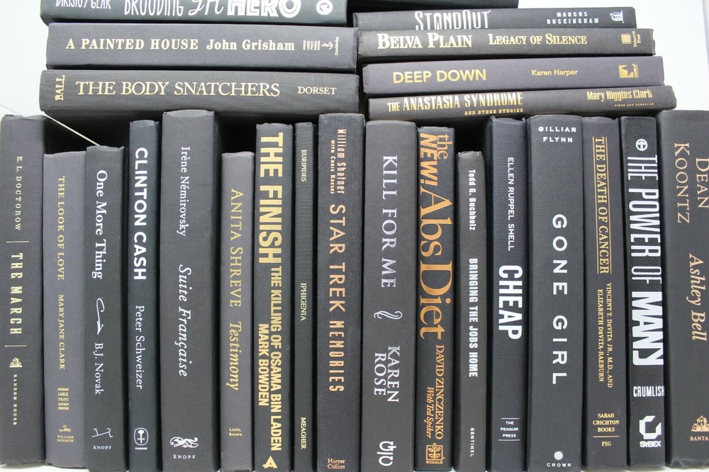 10 BLACK Hardcover Books for Decor, Staging, Props Gold Silver Copper Lettering