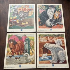 Vintage Linenette Books Animal Friends lot of 4 Sam’l Gabriel Sons & Co. 1941