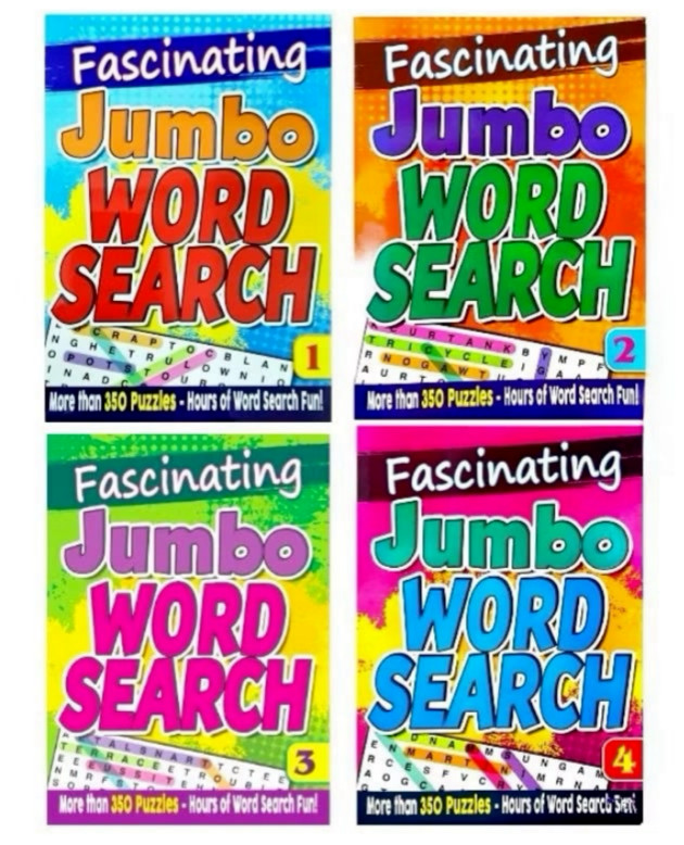 396 pages of Jumbo Word Searches for all Ages