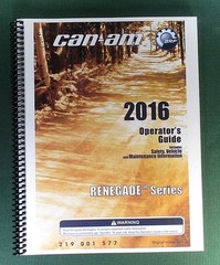 2016 Can-Am Renegade 1000R Owner’s Manual: 180 pages & protective Covers!