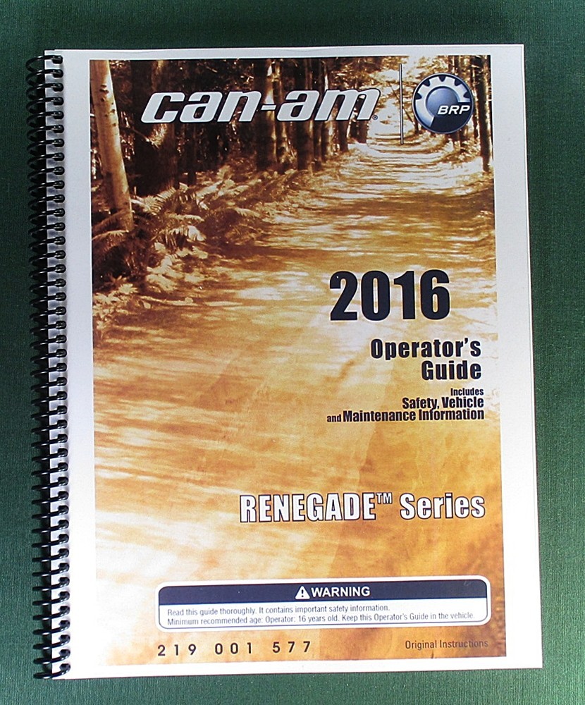 2016 Can-Am Renegade 570 Owner’s Manual: 180 pages & protective Covers!
