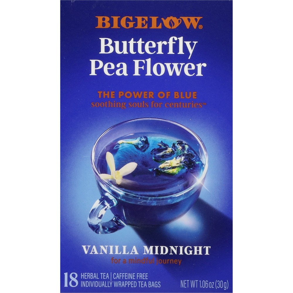 Bigelow Butterfly Pea Flower Vanilla Midnight Herbal Tea Tea Bags 18 Count