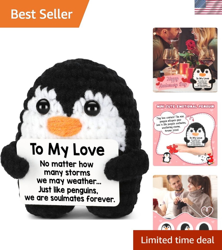 Adorable Crochet Penguin with Love Card – Perfect Gift for Boyfriend/Girlfriend