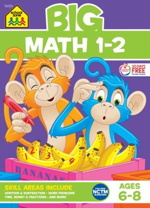 School Zone Big Math 1-2 Workbook Paperback