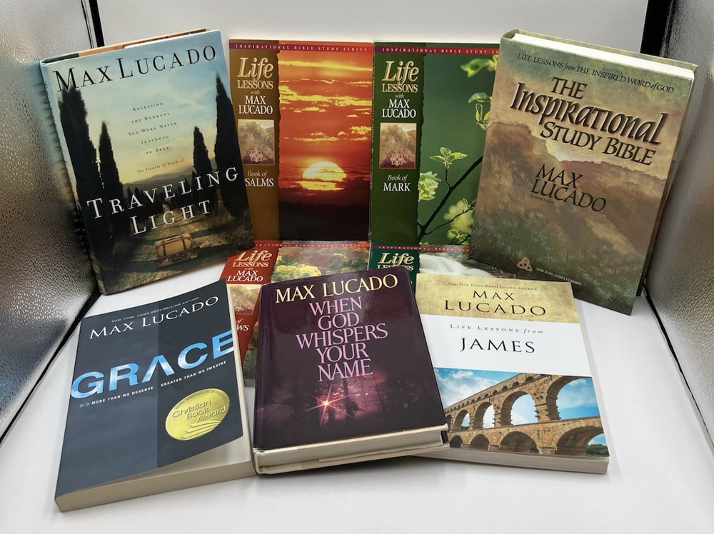 Max Lucado Lot of 9 Books 1 Signed Moslty Vintage Study Bible Christian Theology