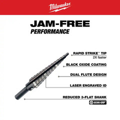 1/8 In. – 1/2 In. #1 Black Oxide Step Drill Bit (13-Steps)