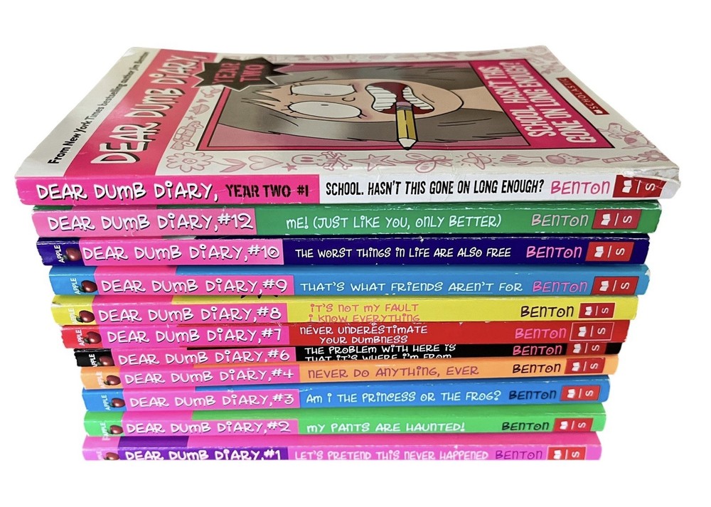 Lot of 11 Dear Dumb Diary books set #1-4, #6-10, 12, Year Two #1 by Jim Benton