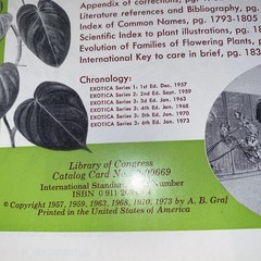 Exotica Pictorial Cyclopedia of Exotic Plants, Series 3, 6th Edition A.B. Graf