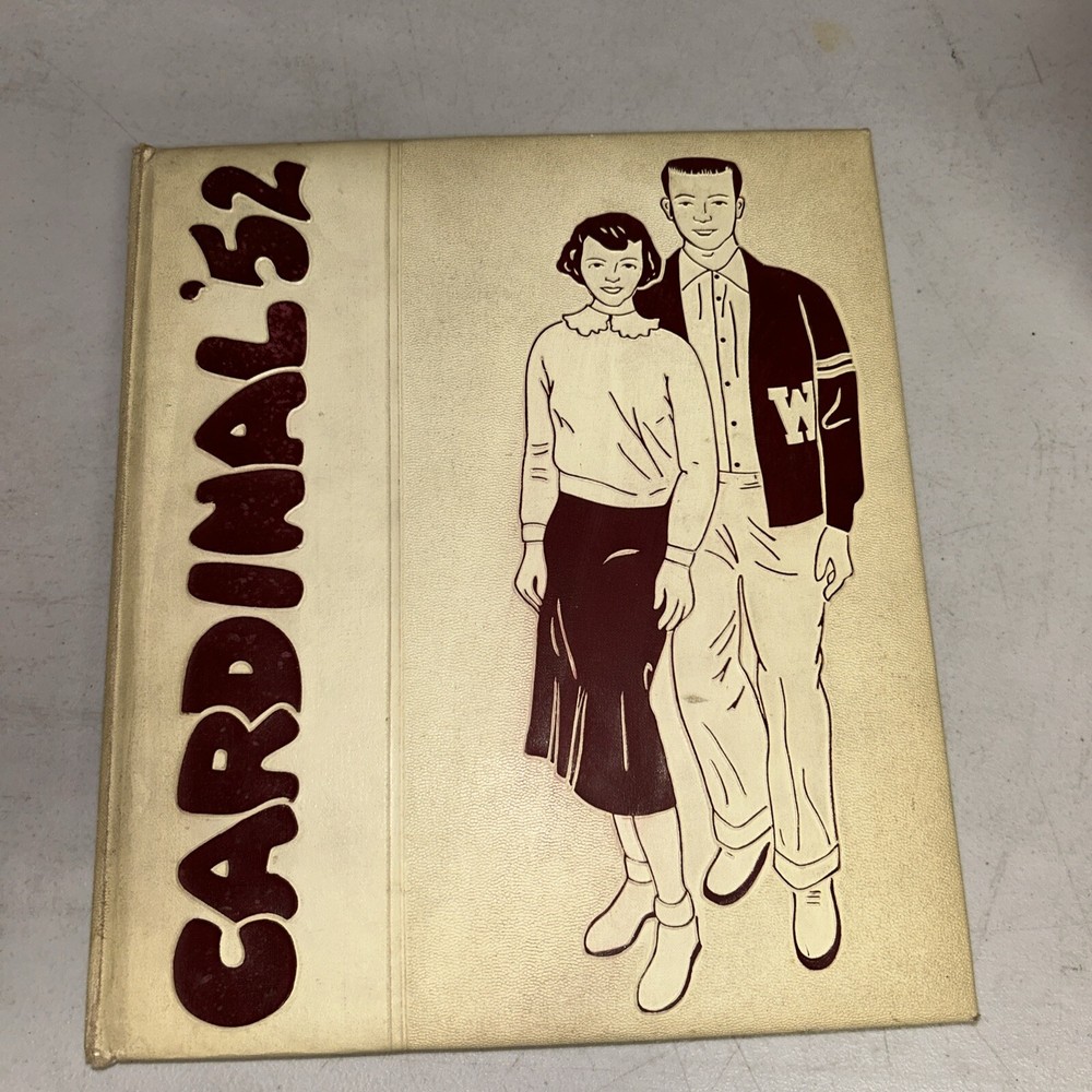 1952 Vintage Yearbook Cardinal Whittier Ca with ephemera