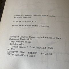 HIGH PRESSURE BOILERS By Frederick M Steingress, Very Good