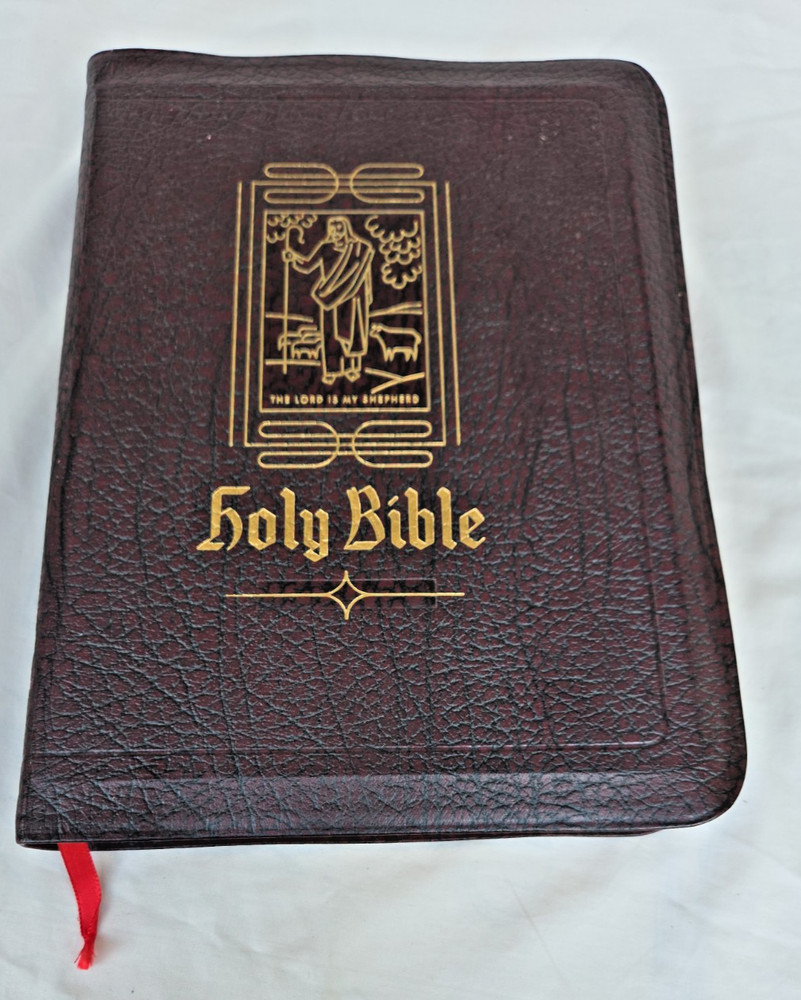 HOLY BIBLE Good Leader Authorized KJV 1952 Red Letter Leather Bound Gold Gilded