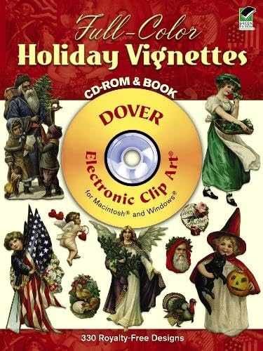 Full-Color Holiday Vignettes CD-ROM and Book – Paperback, by Dover – Very Good v
