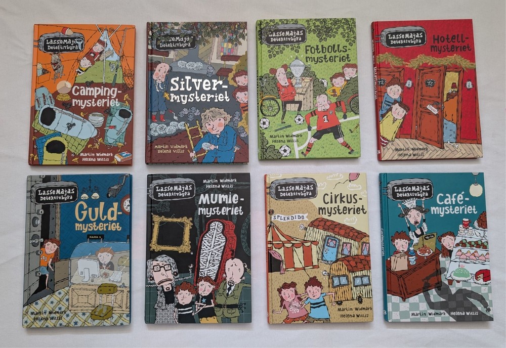 Lasse Maja’s Detective Agency 8 Book Hardcover Lot in Swedish Svenska Widmark