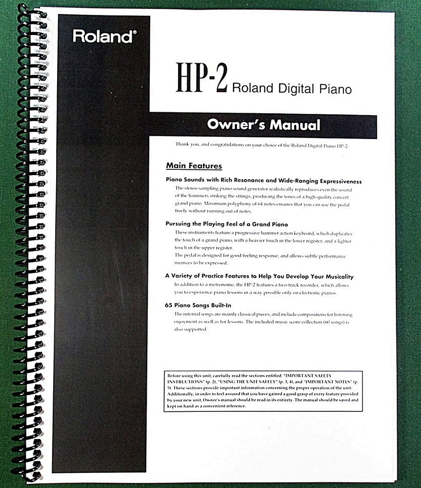 Roland HP-2 Owner’s Instruction Manual: 44 Pages & Protective Covers!