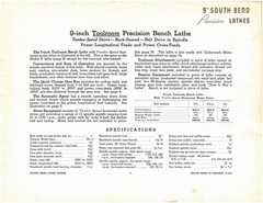 South Bend 9″ Precision Lathes Catalog 9-G: REMASTERED FULL COLOR Manual 36 Pgs!