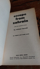 Escape From ZAHRAIN By Michael Barrett 1962 Gold Medal PB Book 1st
