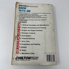 Chilton Book Company Repair Manual BMW 1970-88 1989 Paperback Part 6844
