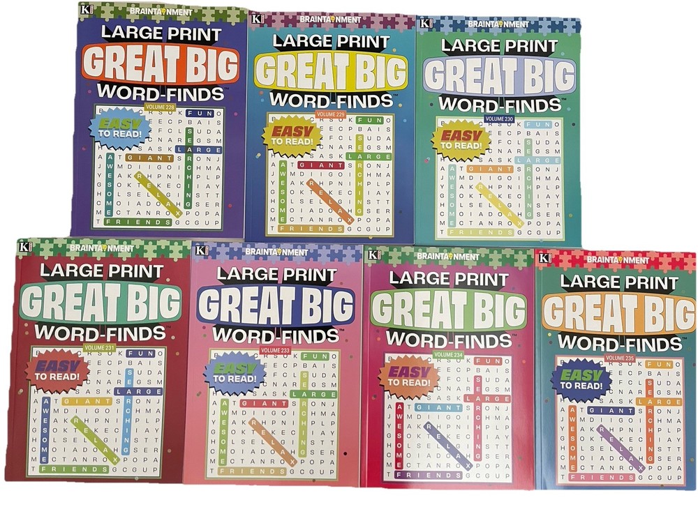 LOT 7 New Large Print GREAT BIG Word-Finds Word Search Kappa Free Shipping NEW