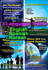 ENGLISH/SPANISH/KOREAN Gospel Bible Tracts-Pack of 40 in 4 Covers, 24 Pages Ea,