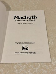 MACBETH A RESOURCE BOOK by Joan D. Berbrich – Amsco R 484 W Paperback 1988