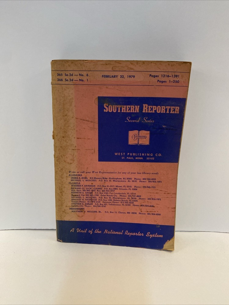 Southern Reporter Second Series – West Publishing Company Feb 1979