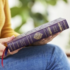 NKJV Large Print Reference Bible, Purple Leathersoft, Red Letter, Comfort…